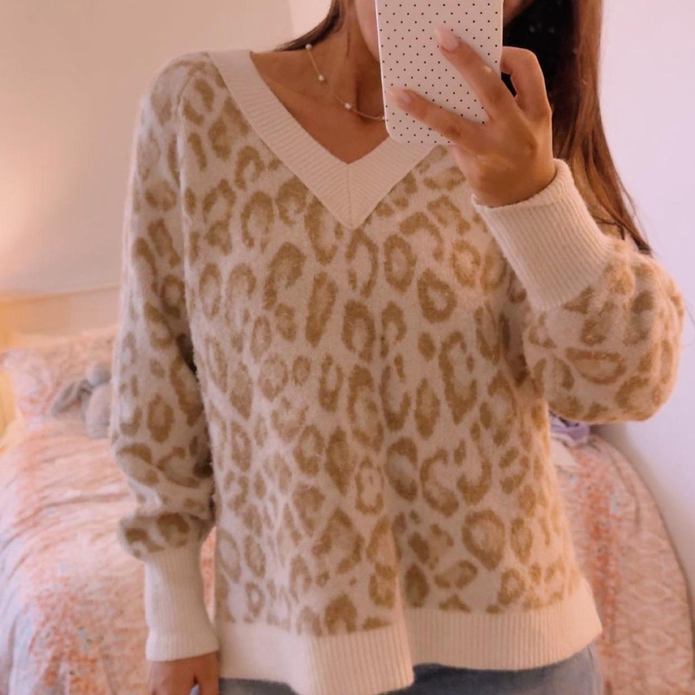 Leopard Print V-Neck Sweater